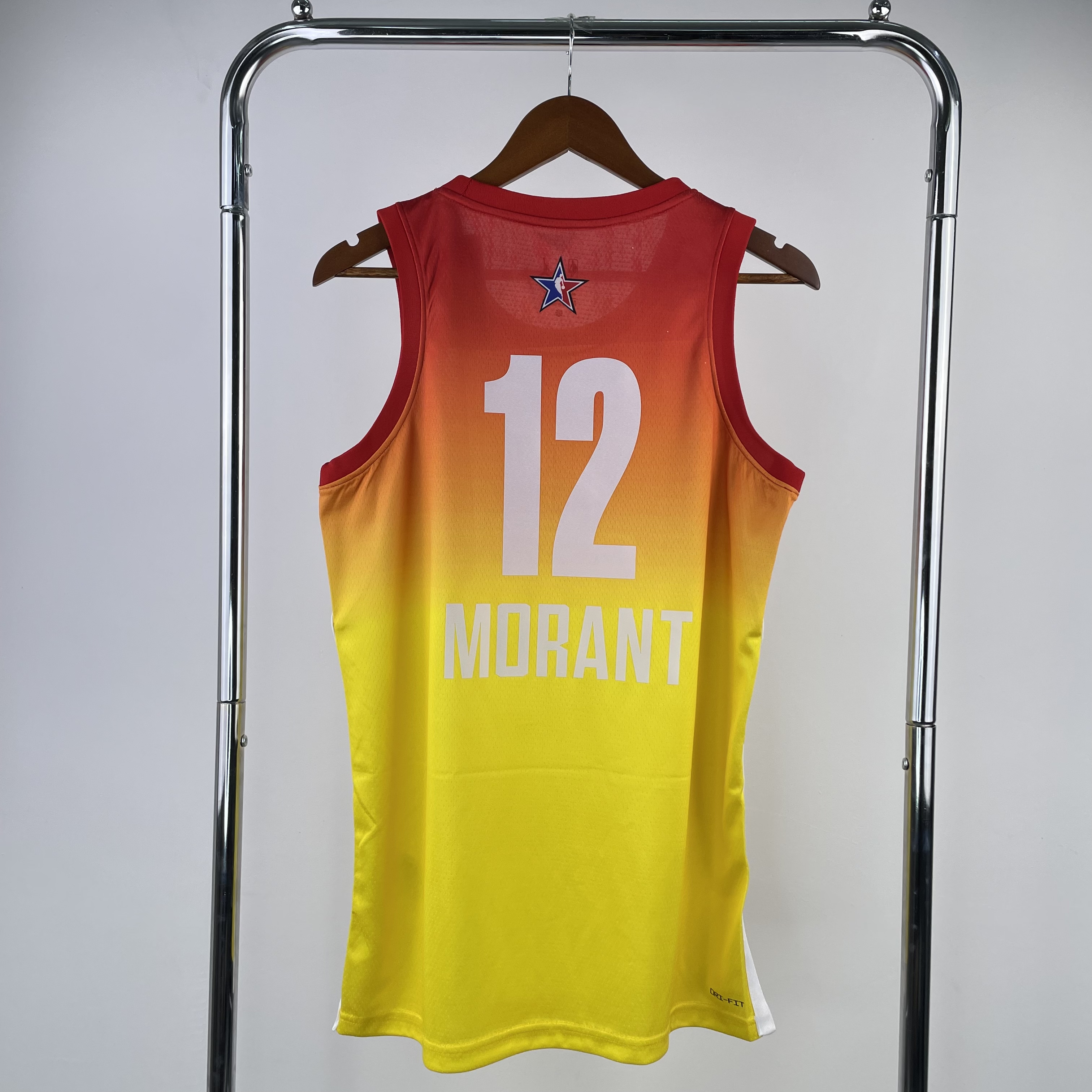 Men Memphis Grizzlies #12 Morant Yellow All Star Jordan style Seasons 2023 NBA Jersey->memphis grizzlies->NBA Jersey